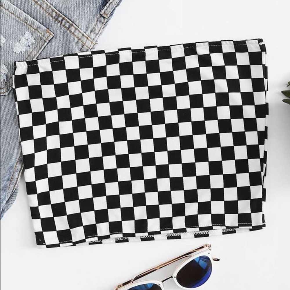 Checkered Print Tube Top